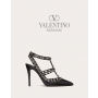 replicas valentino canada Rockstud Pumps In Patent Leather And Polymeric Material With Straps 100mm for Woman in Black/transparent