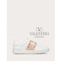 Knock off valentino canada store Rockstud Untitled Sneaker In Calfskin Leather With Metallic Stripe for Woman in White/copper