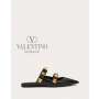 Real quality fake valentino canada Roman Stud Flat Mule In Calfskin for Woman in Black