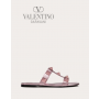 Knockoff valentino Ottawa Roman Stud Metallic Nappa Slide Sandal With Matching Studs for Woman in Light Pink