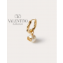 imitation valentino canada stores Single Vlogo Signature Metal Earring With Swarovski® Pearl for Woman in Gold