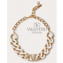 Real quality fake valentino canada Vlogo Chain Choker In Metal, Enamel And Swarovski® Crystals for Woman in Gold