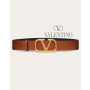 Real quality fake valentino canada Vlogo Signature Calfskin Belt 40 Mm for Man in Saddle Brown