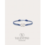 Knock off valentino canada store Vlogo Signature Cotton Bracelet for Man in Blue