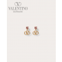 Top quality cheap valentino canada online Vlogo Signature Earrings In Metal And Swarovski® Crystals for Woman in Gold/pink