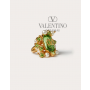 Knockoff valentino Ottawa Vlogo Signature Metal Ring With Pearls And Crystals E-commerce Exclusive for Woman in Gold/green