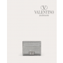 Fake Valentino toronto Vlogo Signature Metallic Grainy Calfskin Cardholder for Woman in Silver