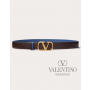 Top quality cheap valentino canada online Vlogo Signature Reversible Elk-print Calfskin Belt 30 Mm for Man in Fondant/blue