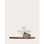 AAA quality fake valentino canada sale Vlogo Signature Slide Sandal In Woven Metallic Nappa for Woman in Gold/multicolor