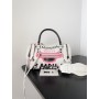 Balenciaga City Address Graffiti Classic Mini Bag White Pink