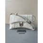 Balenciaga Downtown Shoulder Bag Supple Crocodile Embossed White