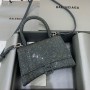 Balenciaga Hourglass Handbag with Rhinestones Black