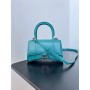 Balenciaga Hourglass Small Handbag 19CM Shiny Blue Calfskin
