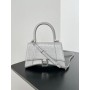 Balenciaga Large Hourglass Handbag 23CM Crocodile Embossed Gray