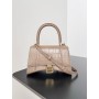 Balenciaga Large Hourglass Handbag 23CM Crocodile Embossed Caramel Gold Hardware