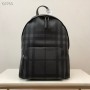 Burberry Charcoal Check Leather Backpack Black Grey
