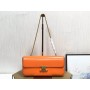 Celine Chain Shoulder Bag Triomphe Calfskin Orange
