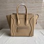 Celine Luggage Micro Handbag Drummed Calfskin Apricot 27CM
