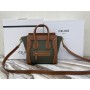 Celine Nano Luggage Bullhide Drummed Calfskin Bag Brown Green