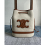 Celine Seau Marin Bucket Bag Textile Calfskin Natural