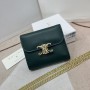 Celine Wallet Triomphe In Shiny Calfskin Dark Green