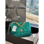 Chanel 19 Handbag 30CM Tweed Gold Ruthenium-tone AS1161 Green