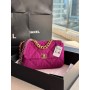 Chanel 19 Handbag 30CM Tweed Gold Ruthenium-tone AS1161 Pink