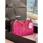 Chanel 19 Handbag 30CM Tweed Gold Ruthenium-tone AS1161 Rose PInk