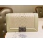 Chanel 25cm Le Boy Python Leather Chain Bag Beige