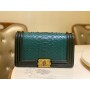 Chanel 25cm Le Boy Python Leather Chain Bag Black Green