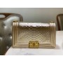 Chanel 25cm Le Boy Python Leather Chain Bag Gold