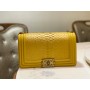 Chanel 25cm Le Boy Python Leather Chain Bag Yellow
