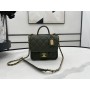 Chanel AS3652 Small Flap Bag with Top Handle Calfskin Green