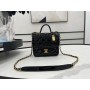 Chanel AS3652 Small Flap Bag with Top Handle Calfskin Shiny Black