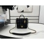 Chanel AS3652 Small Flap Bag with Top Handle Cotton Wool Tweed Black