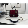 Chanel AS3652 Small Flap Bag with Top Handle Cotton Wool Tweed Red
