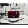 Chanel AS3653 Small Flap Bag 25Cm Wool Tweed Red