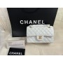 Chanel Classic Flap Bag A01112 Grained Calfskin White Gold Hardware