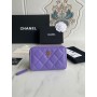Chanel Classic Zipped Coin Purse AP0216 Caviar Leather Gold Hardware Purple