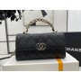 Chanel Kelly Chain Clutch Grained Shiny Calfskin 18CM Black
