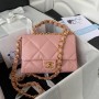 Chanel Large Flap Bag Calfskin Leather Gold Hardware Lambskin Pink