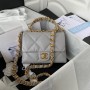 Chanel MIni Flap Bag Calfskin Leather Gold Hardware Grey