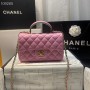Chanel Mini Flap Bag Top Handle Lambskin AS2431 Pink