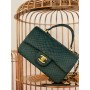 Chanel Mini Flap Handbag Top Handle AS2431 Python Dark Green