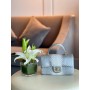 Chanel Mini Flap Handbag Top Handle AS2431 Python Silver White