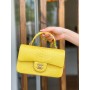 Chanel Mini Flap Handbag Top Handle AS2431 Python Yellow
