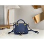 Chloé Marcie Satchel Muted Calfskin Navy Blue