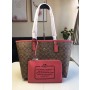 Coach Reversible City Tote In Signature Canvas Bag Cherry