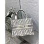 Dior Book Tote Grey Dior Oblique Embroidery