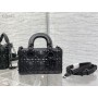 Dior Lady D-Joy Bag 16CM Cannage Calfskin Diamond Motif Black
